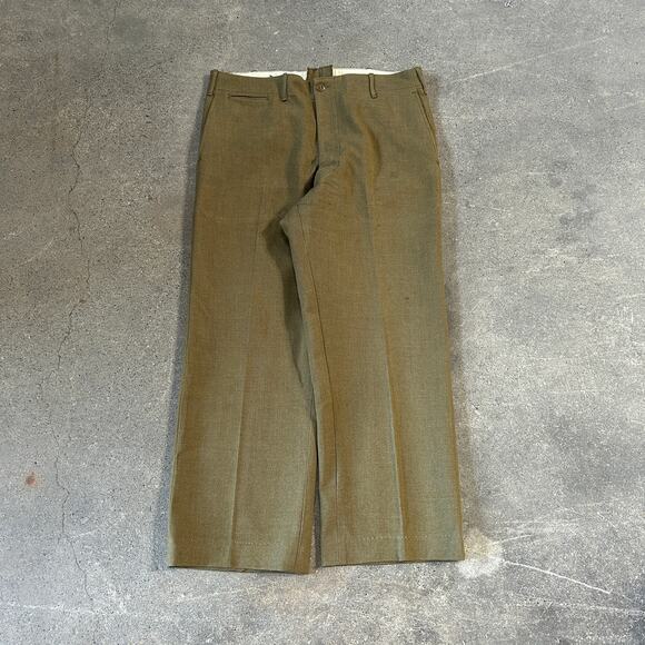 Vintage WWII 40s Military Pants Mens 34 Brown Early Period Lafayette Tag 36 - Picture 1 of 10